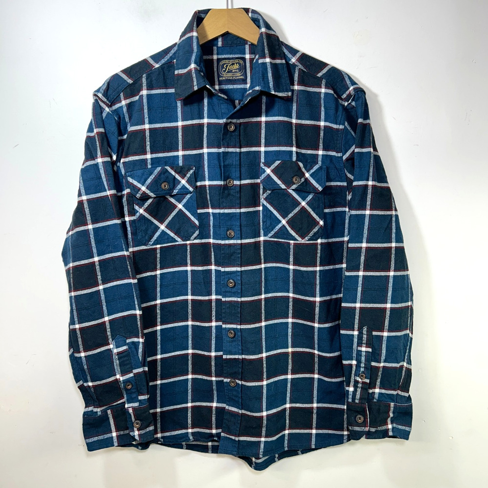 JACHS NY Heritage Flannel Classic Plaid Mens L Button Down Shirt Workwear
